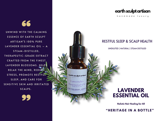 Earth Sculpt Artisan Lavender Essential Oil | 100% Pure Steam Distilled | Stress Relief, Better Sleep, Anxiety Relief | Aromatherapy, Diffuser, Massage & Skincare | 15 ml