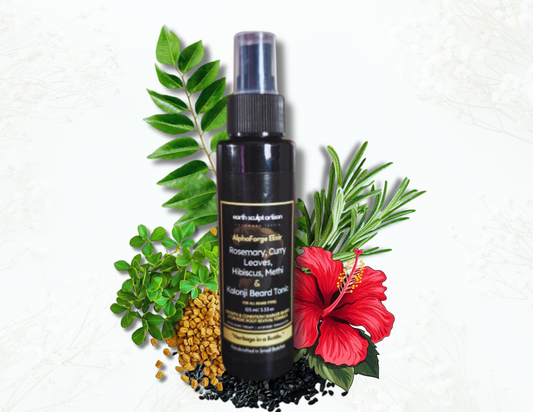 Earth Sculpt Artisan Beard Growth Tonic | Natural Beard Care with Rosemary, Hibiscus, Methi & Kalonji | Vegan Paraben Free | 105ml